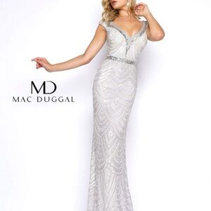 Mac Duggal Shimmering Silver Dress